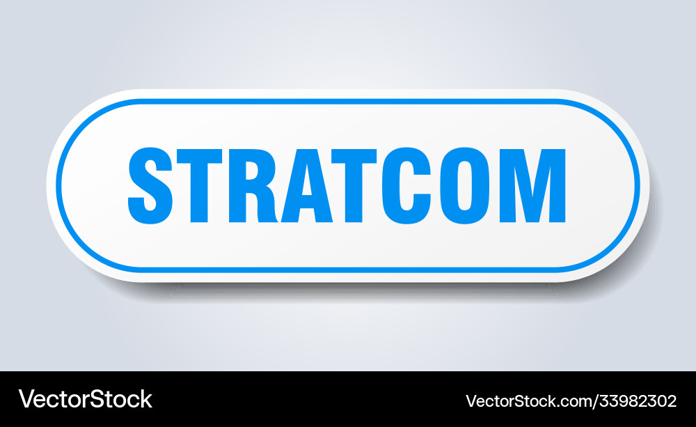 Stratcom sign rounded isolated button white vector image