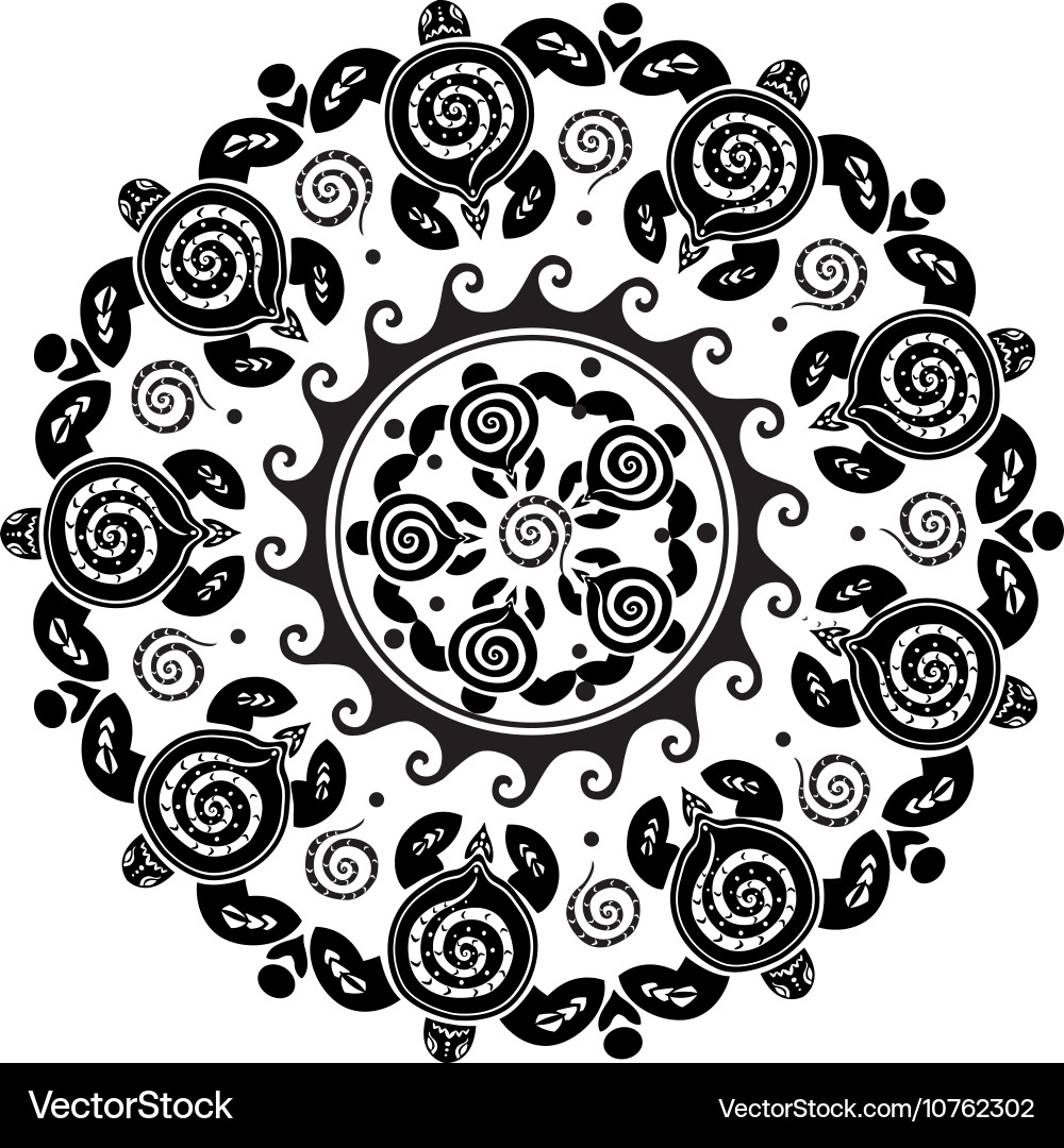 Turtle Mandala Pattern vector image