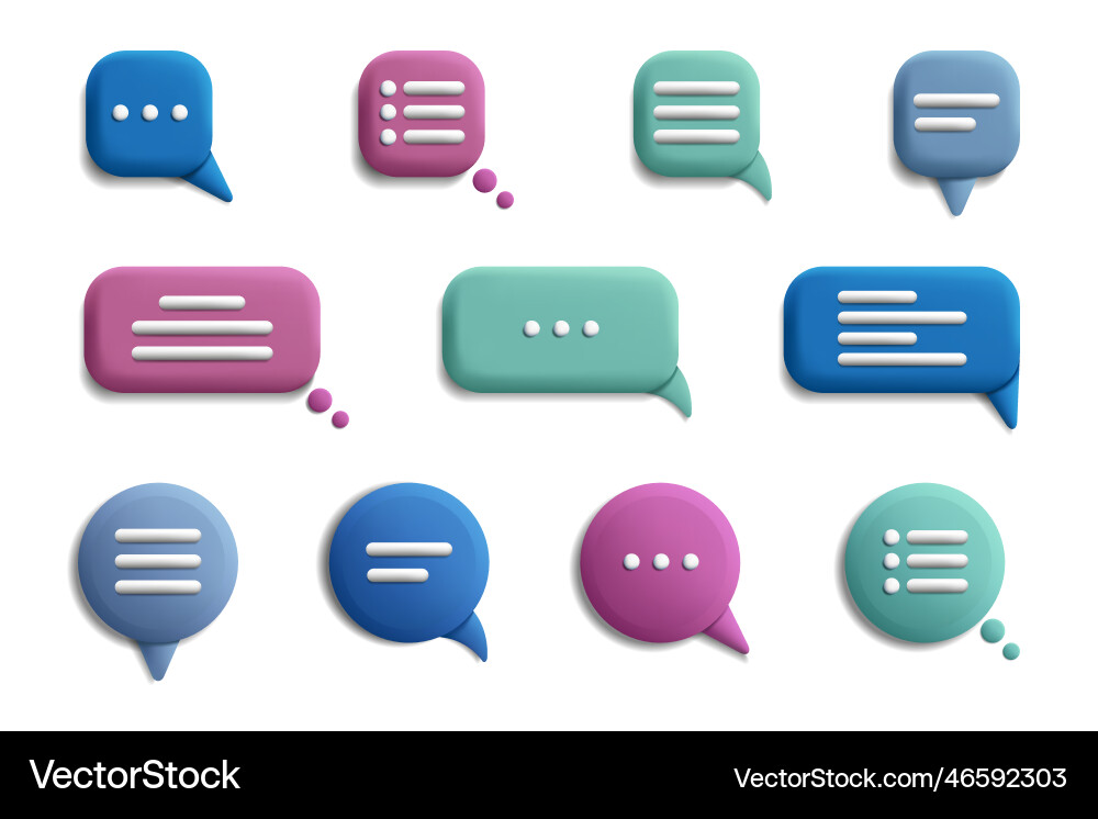 3d talk bubbles realistic buttons for speech 3d talk bubbles realistic buttons for speech vector image