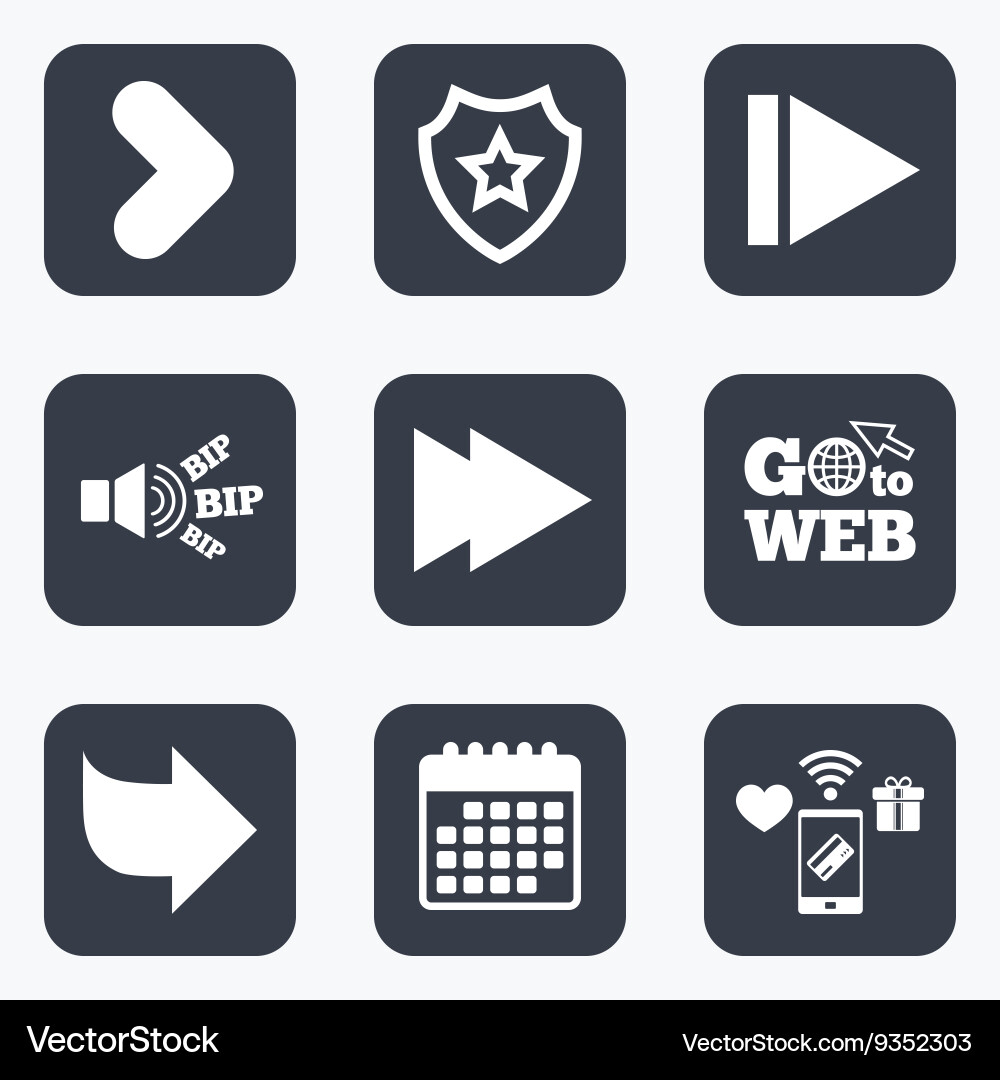 Arrow icons next navigation signs symbols Vector Image