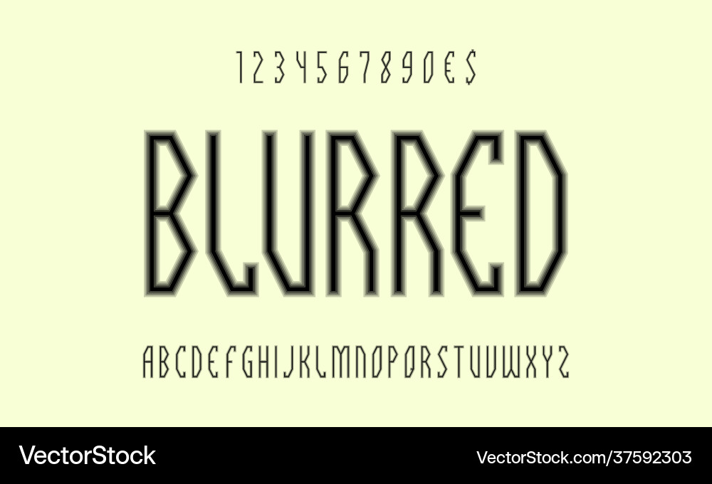 Blurred display font black angular letters Blurred display font black angular letters vector image