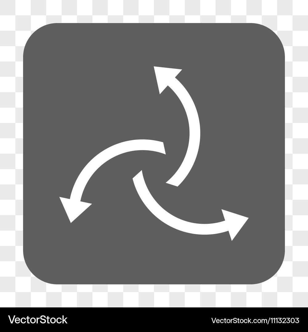 Centrifugal arrows rounded square button vector image