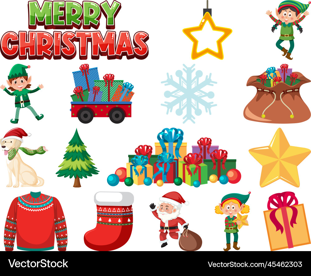 Christmas characters and elements set Vector Image