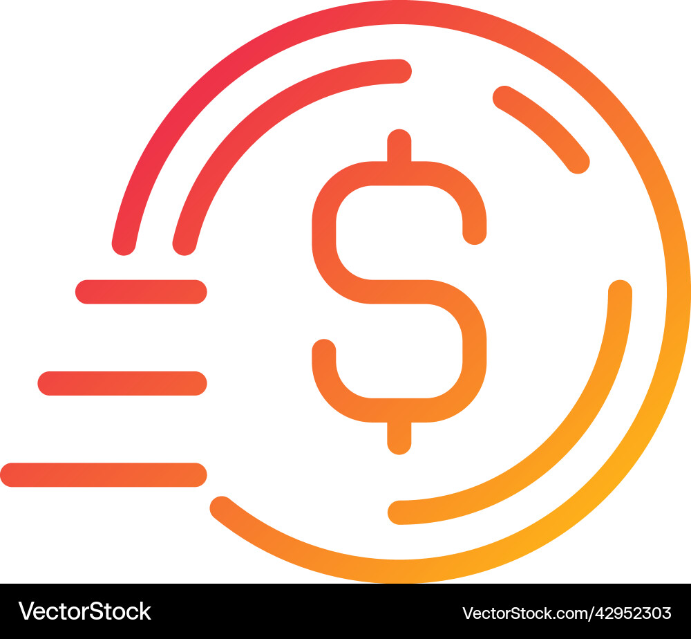 Coin in motion pixel perfect gradient linear icon Coin in motion pixel perfect gradient linear icon vector image