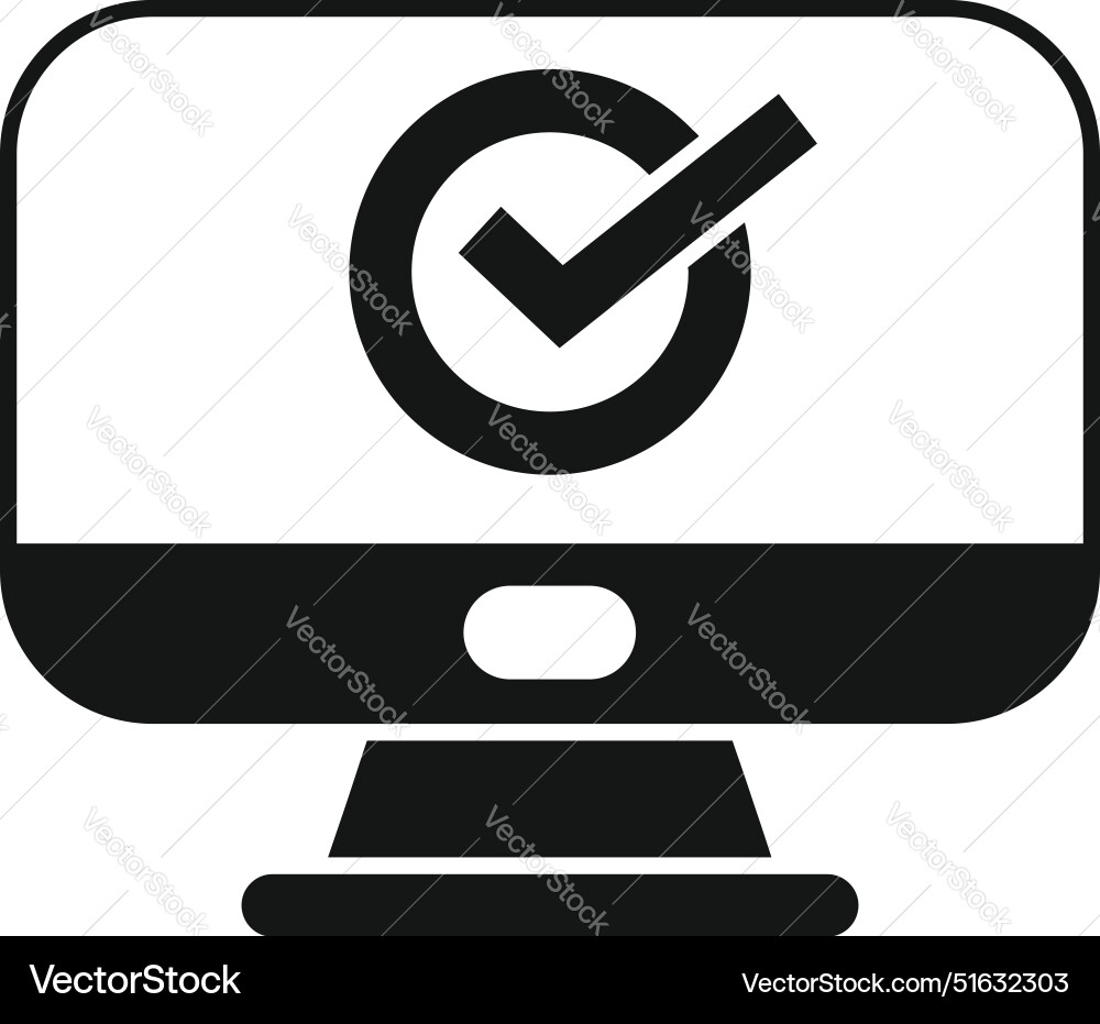 Computer showing check mark for online approval Computer showing check mark for online approval Vector Image