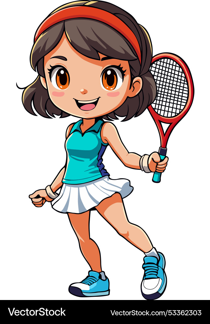Cute Cartoon Tennis Girl Vector Image