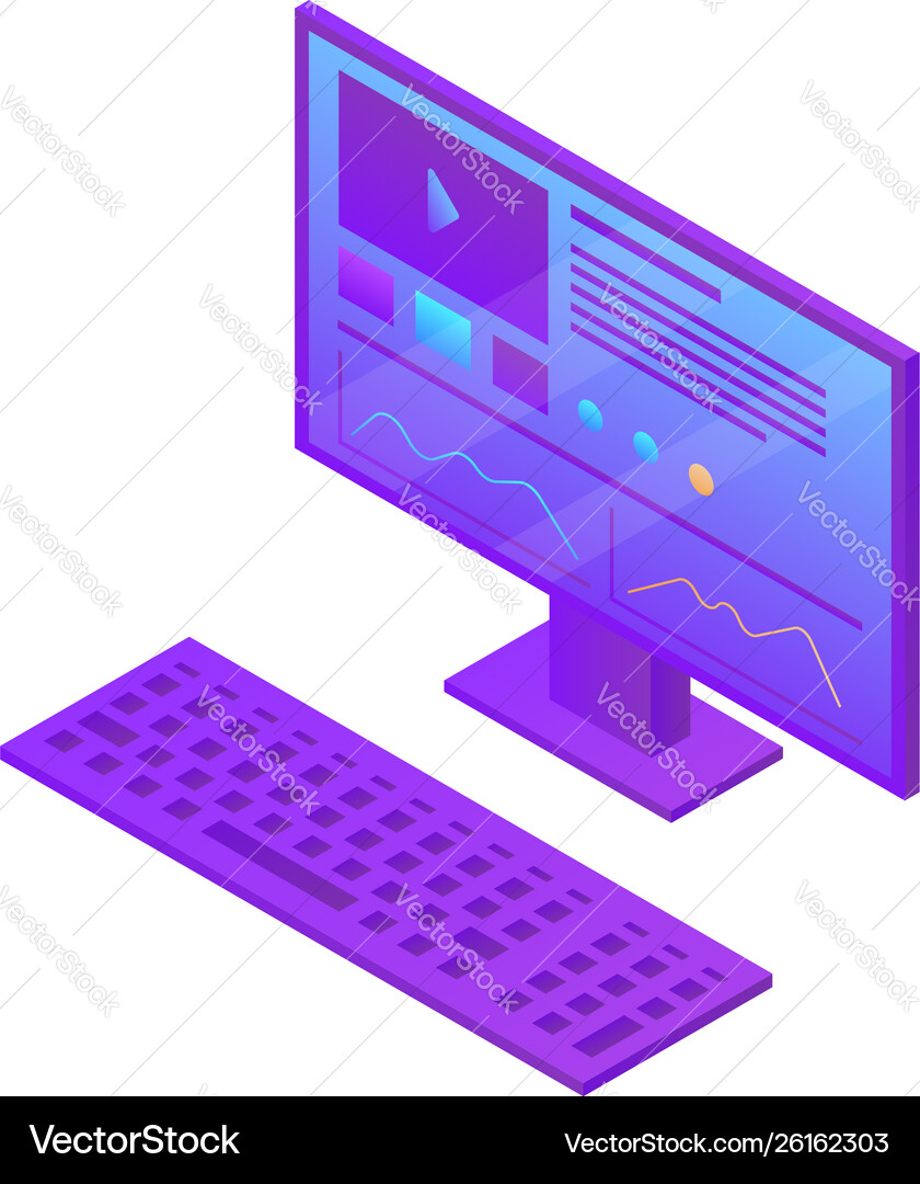 Desktop computer icon isometric style Desktop computer icon isometric style vector image