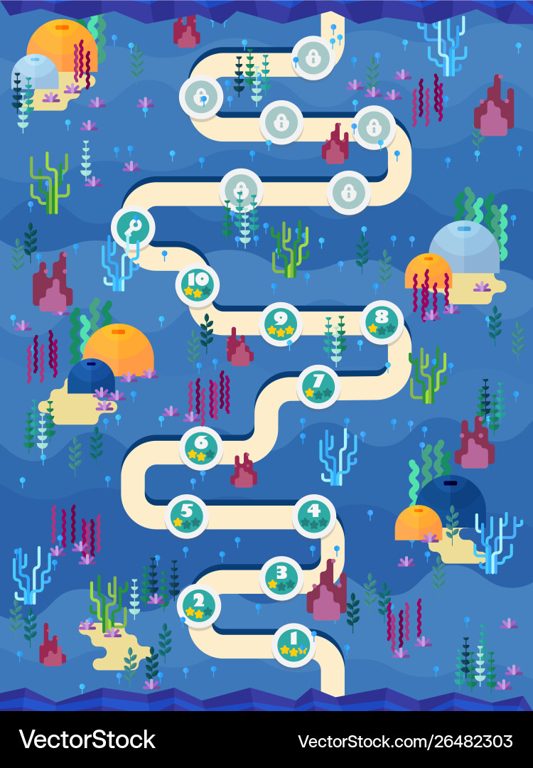 Flat ocean gui scene Vector Image