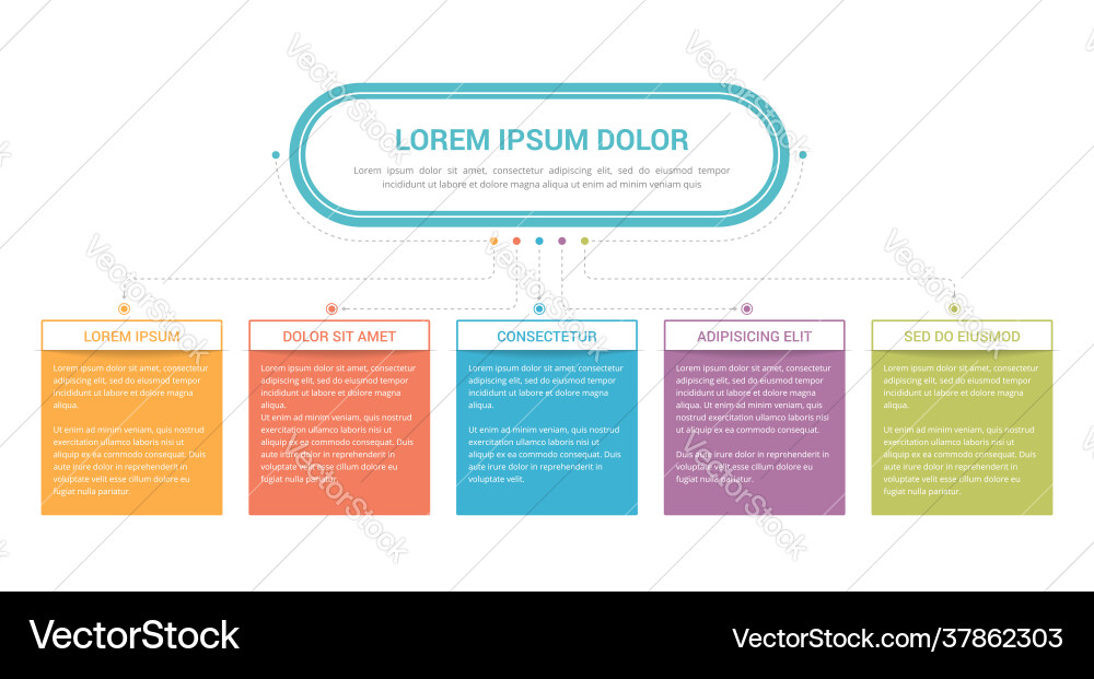 Flowchart with 5 elements Flowchart with 5 elements vector image