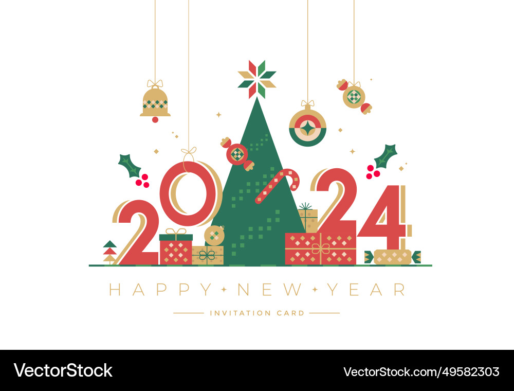 Geometric Christmas 2024 Greeting Vector Image