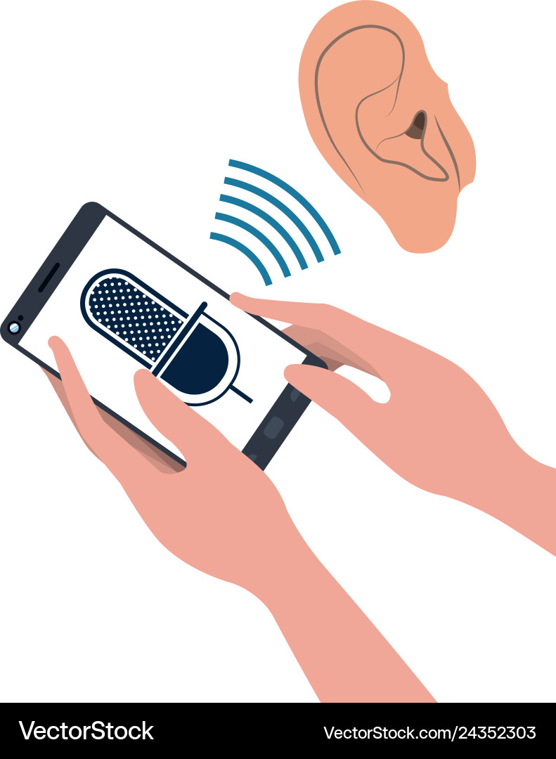 Hands with smartphone device icon Hands with smartphone device icon vector image