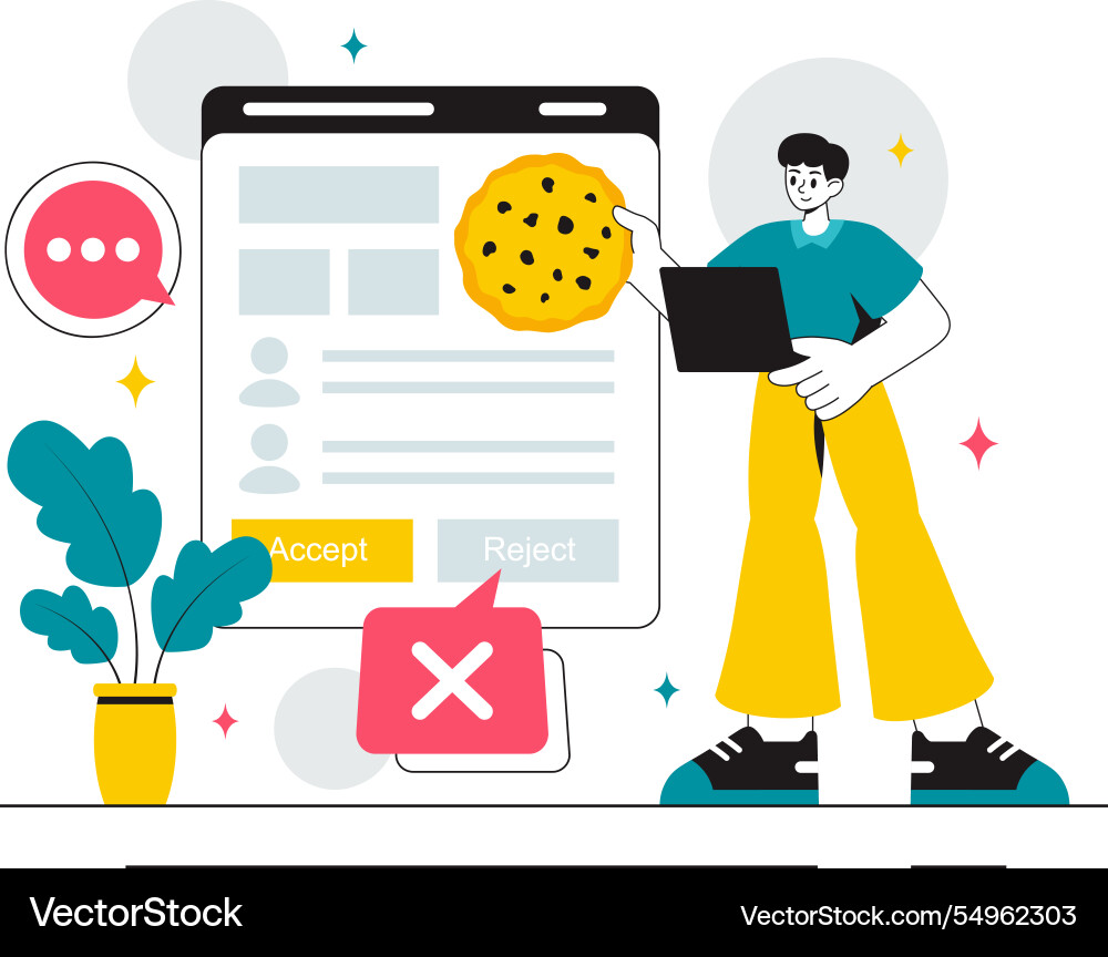 Internet cookies technology featuring tracking Internet cookies technology featuring tracking Vector Image