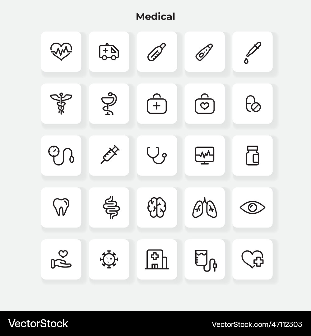 Medizinische Linie Icons Sammlung Umriss Medizin Medizinische Linie Icons Sammlung Umriss Medizin Vektorbild