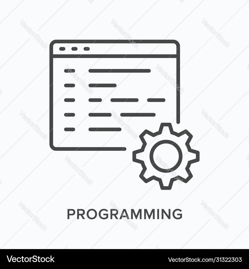 Programming Gear Icon - Flat Line Style vector image