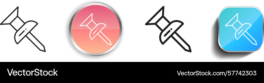 Pushpin icon thin linear regular and button style Pushpin icon thin linear regular and button style vector image