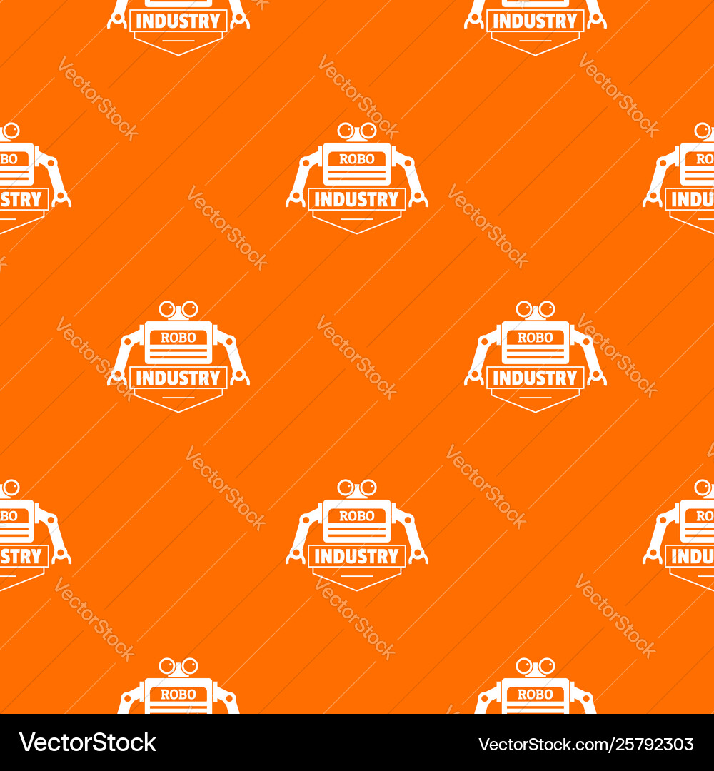Robot pattern orange vector image