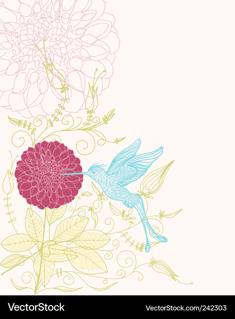 Ruby-Throated Hummingbird in Flight Vector Image