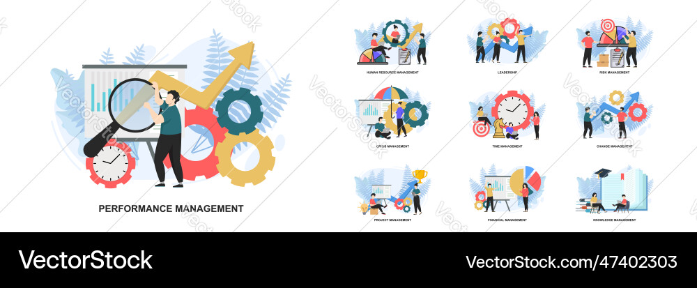 Set of web page design templates for management Set of web page design templates for management vector image