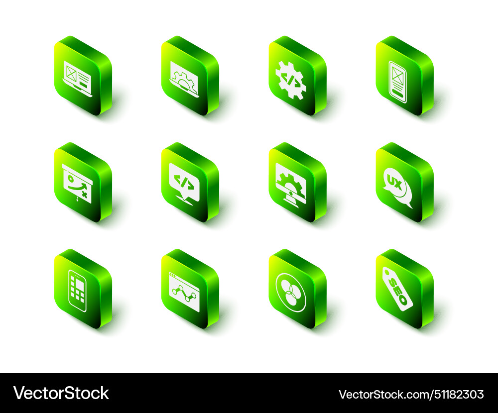 Set web development front end ui or ux design seo Set web development front end ui or ux design seo vector image