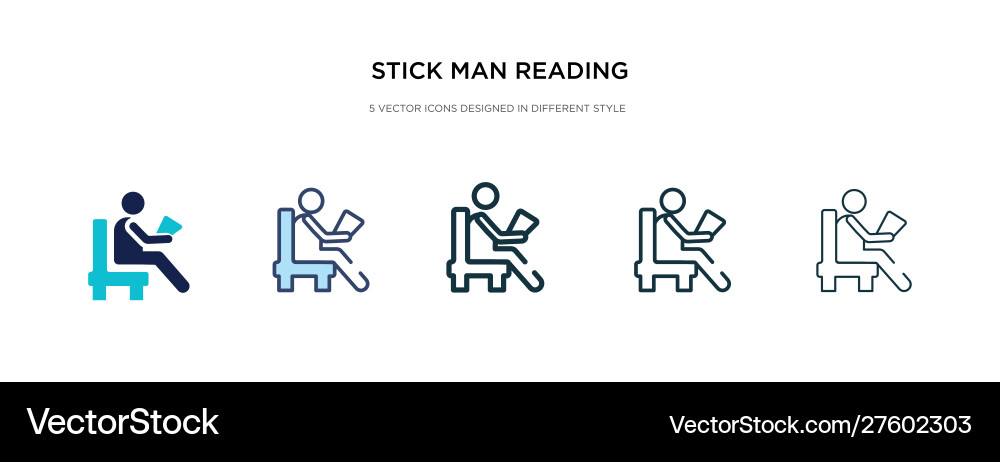 Stick man reading icon in different style two Stick man reading icon in different style two vector image