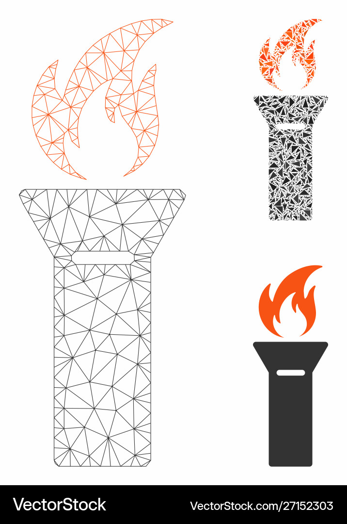Torch flame mesh wire frame model Torch flame mesh wire frame model vector image
