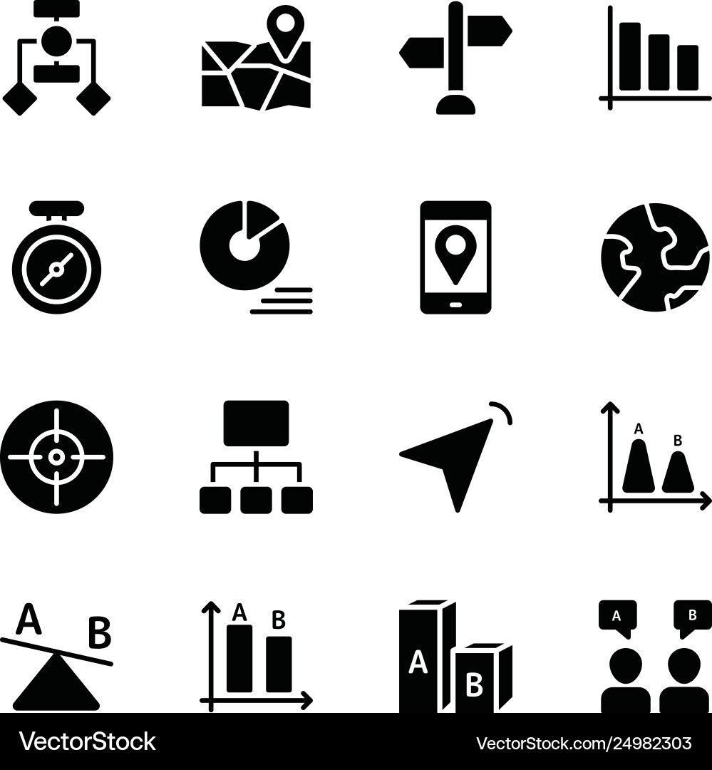 User flow journey map ab testing glyph icons vector image