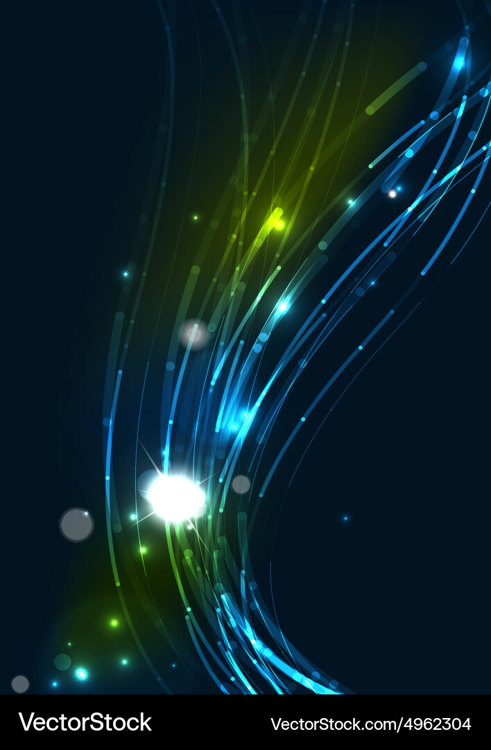 Abstract wave color glowing lines in dark space Vector Image