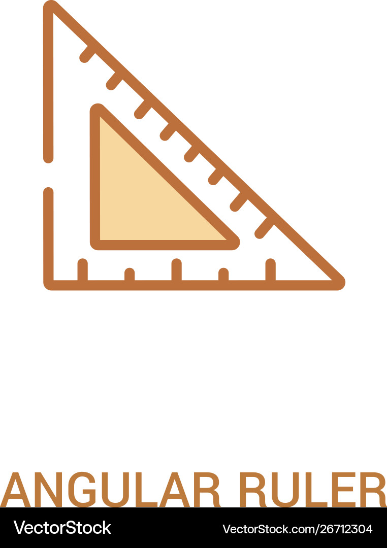 Angular ruler concept 2 colored icon simple line Angular ruler concept 2 colored icon simple line vector image