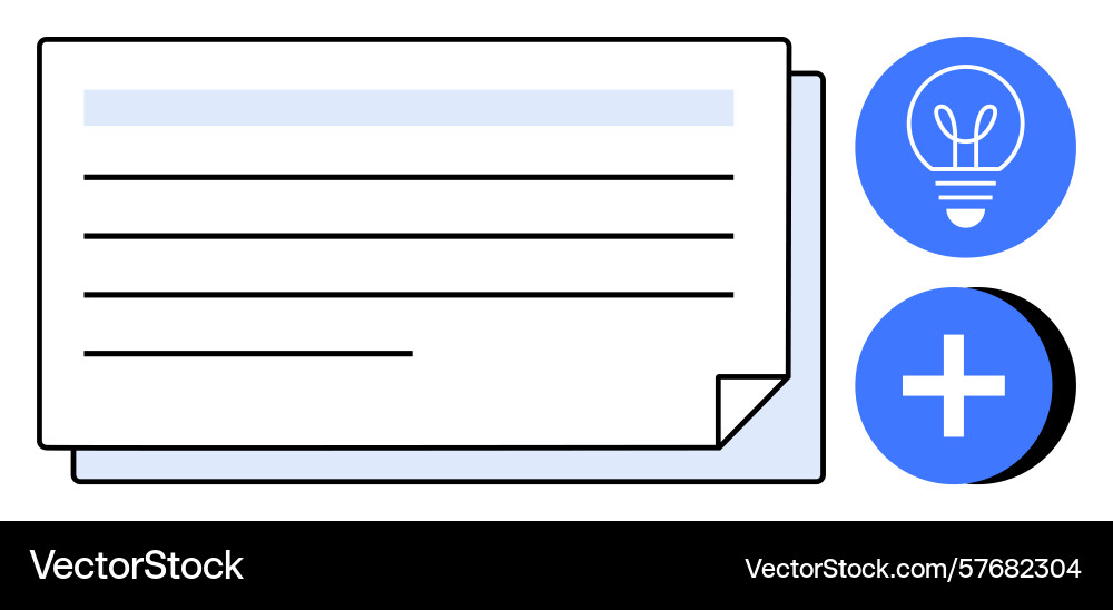 Document with text lines and icons for idea Document with text lines and icons for idea vector image