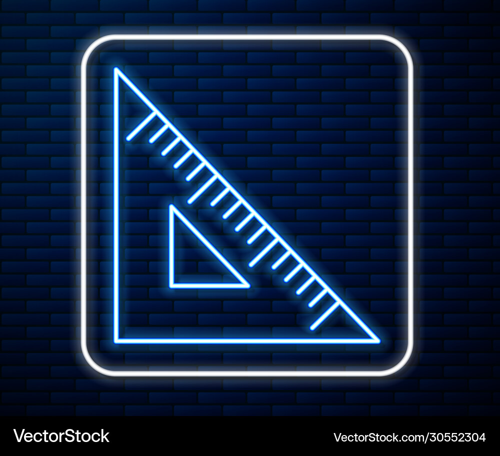 Glowing neon line triangular ruler icon isolated Glowing neon line triangular ruler icon isolated vector image