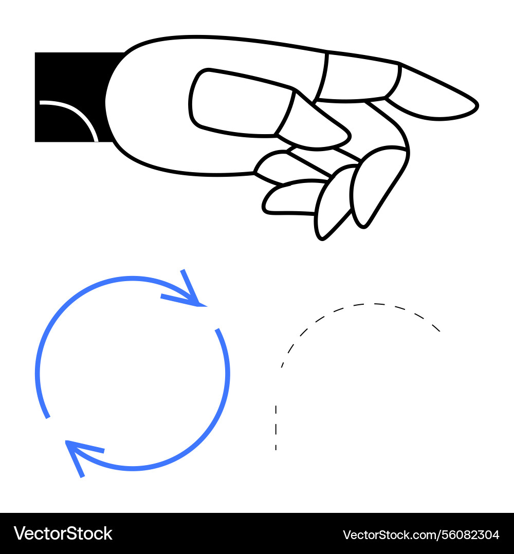 Hand gesturing circular motion with arrows Hand gesturing circular motion with arrows vector image
