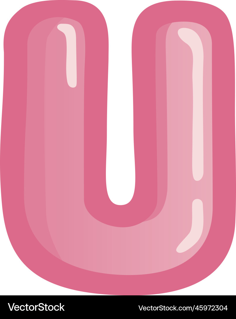 Letter u pink bold alphabet font doodle drawing Letter u pink bold alphabet font doodle drawing vector image
