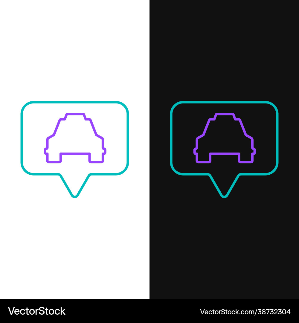 Line map pointer with taxi icon isolated on white Line map pointer with taxi icon isolated on white Vector Image
