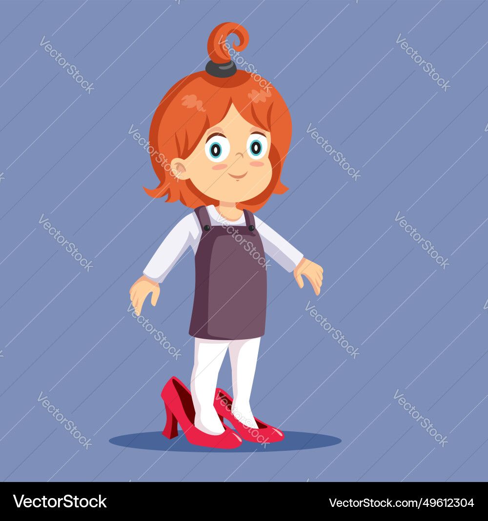 Lustige kleine Mädchen tragen erwachsene High Heels Schuhe Lustige kleine Mädchen tragen erwachsene High Heels Schuhe vektorbild