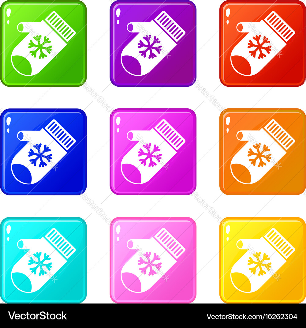 Mitten with snowflake set 9 Vector Image