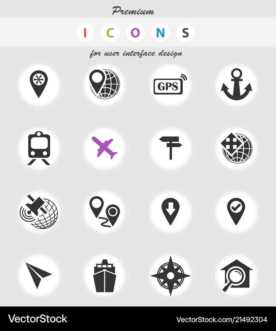 Navigation icon set Vector Image