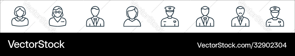 Professions line icons linear set quality Vector Image