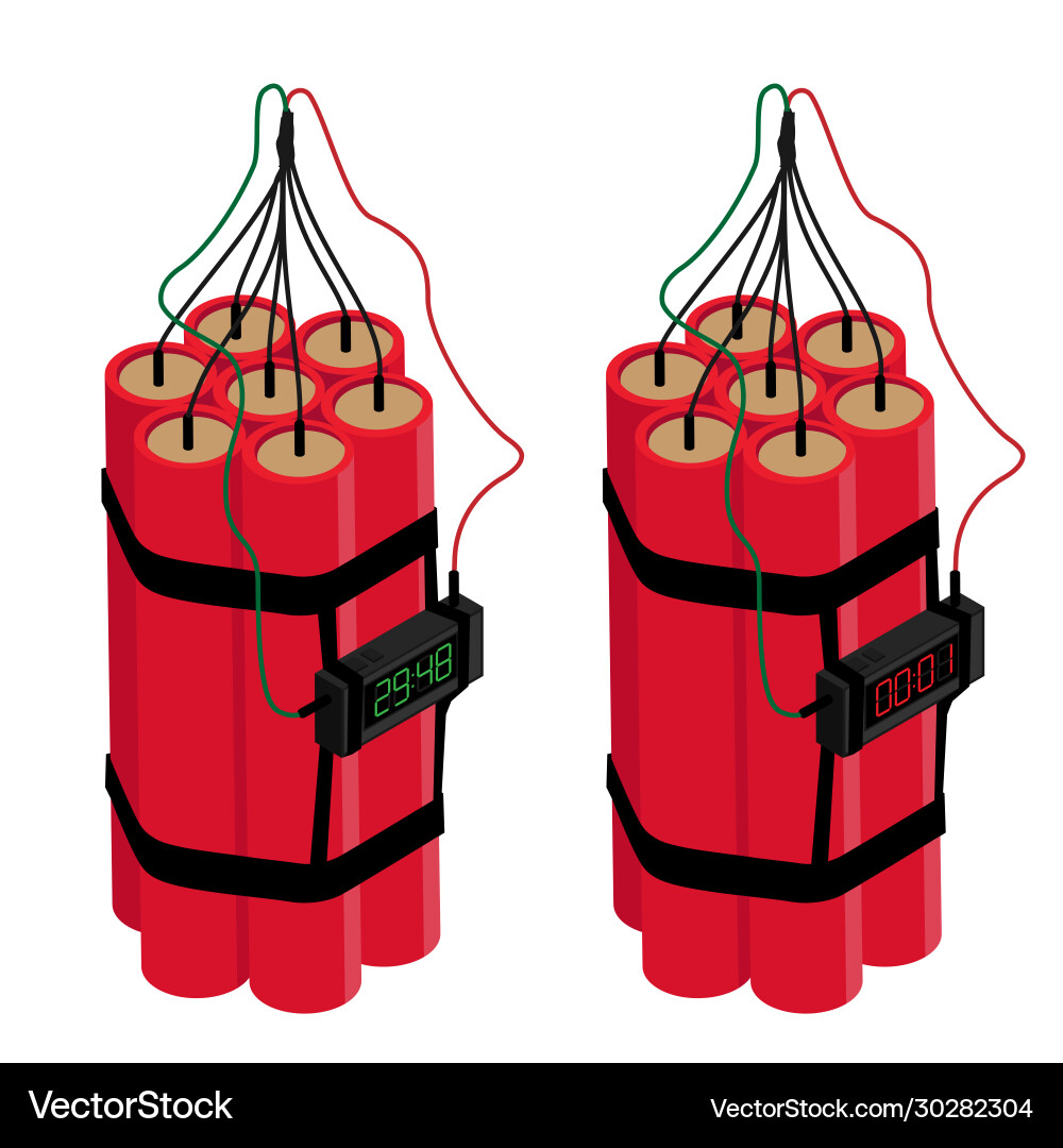 Realistische detaillierte isometrische rotes Detonat Realistische detaillierte isometrische rotes Detonat vektorbild