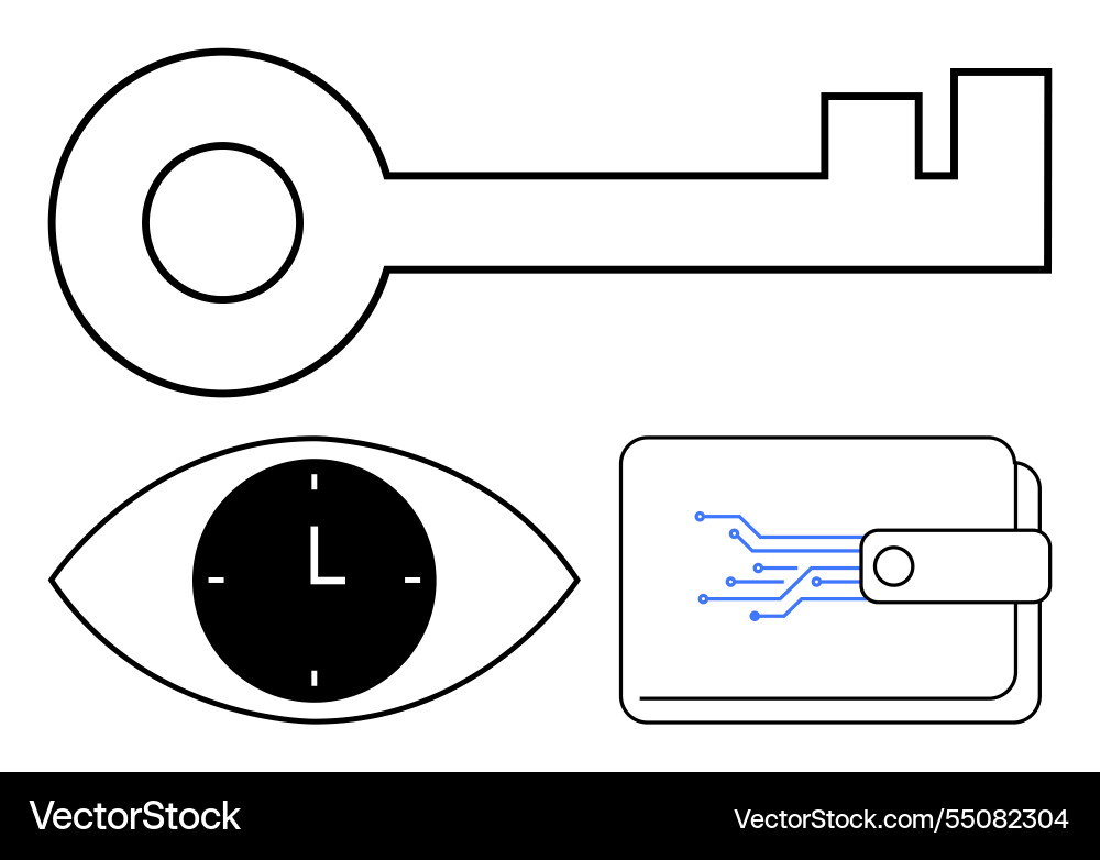 Security key digital wallet and time-tracking Security key digital wallet and time-tracking vector image