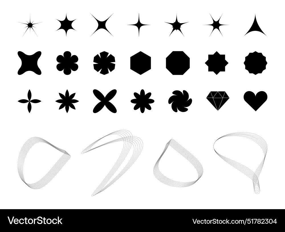 Set full of icons abstract curved smooth waves Set full of icons abstract curved smooth waves vector image