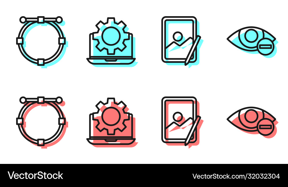 Set line graphic tablet circle with bezier curve Set line graphic tablet circle with bezier curve vector image