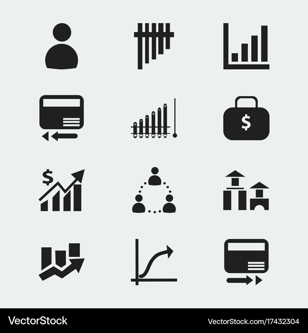 Set of 12 editable statistic icons includes vector image