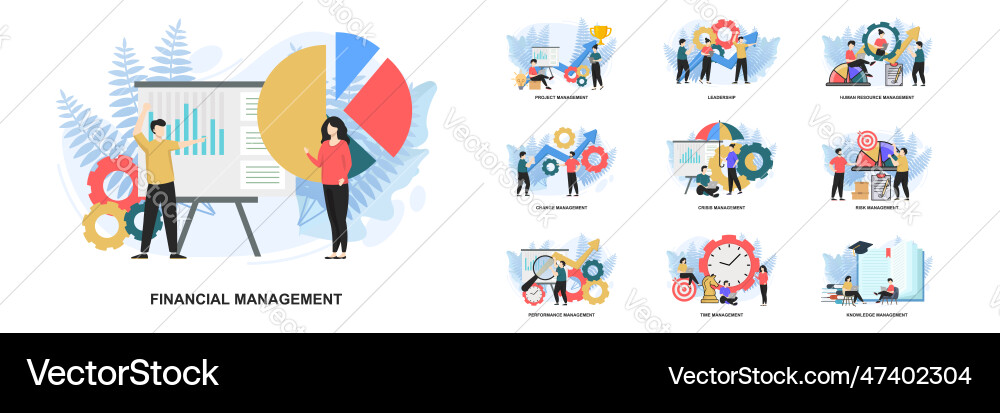 Set of web page design templates for management Vector Image