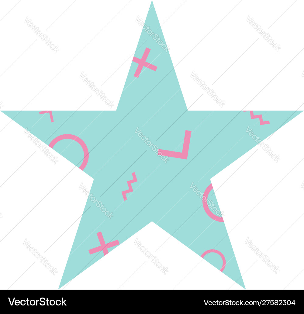 Star shape with patterns inside - 90s design Vector Image