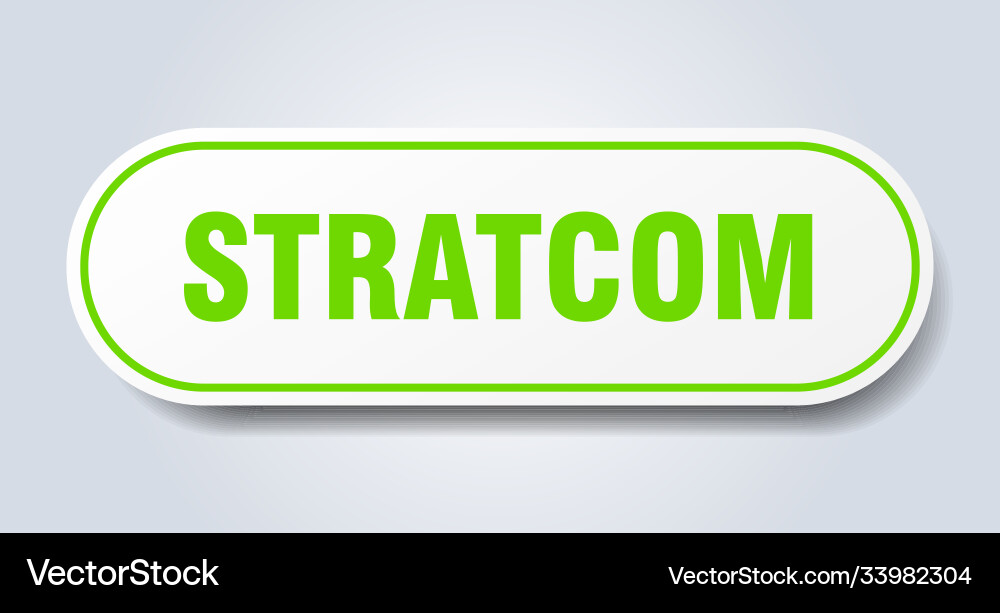 Stratcom sign rounded isolated button white vector image