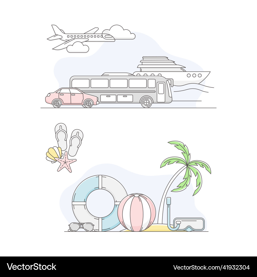 Tourism and journey objects set planning Tourism and journey objects set planning vector image