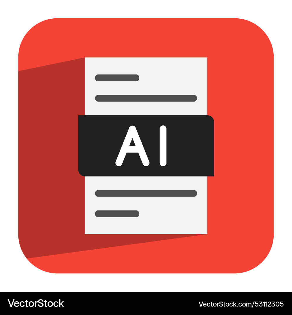 Ai document file flat icon extension format type Ai document file flat icon extension format type vector image