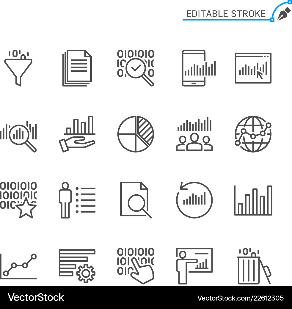Data Analytics Line Icons - Editable Stroke vector image
