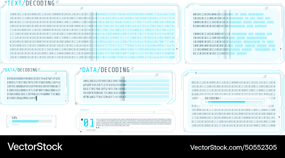 Data entry and text decoding on futuristic Data entry and text decoding on futuristic vector image