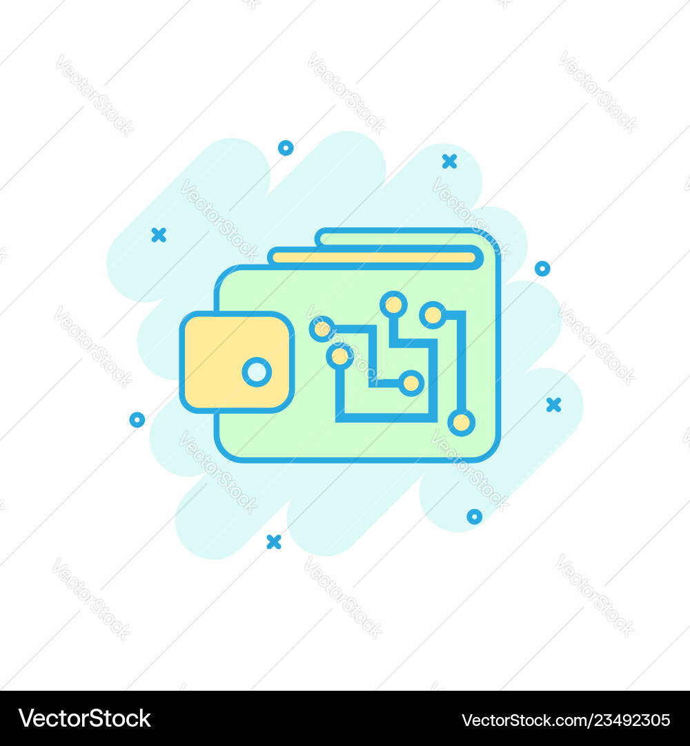 Digital wallet icon in comic style crypto bag Digital wallet icon in comic style crypto bag vector image